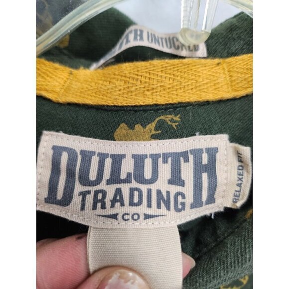 Duluth Trading Co Mens Green Crab Print Shirt XL Cotton Relaxed Fit Button Down - Picture 7 of 10